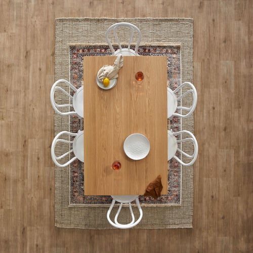 Black Ski-Leg Oak Wood Dining Table