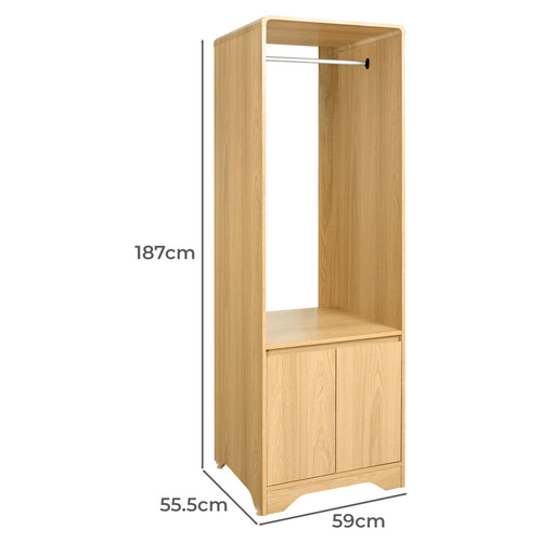 Raphael 2 Door Wardrobe with Open Coat Rack