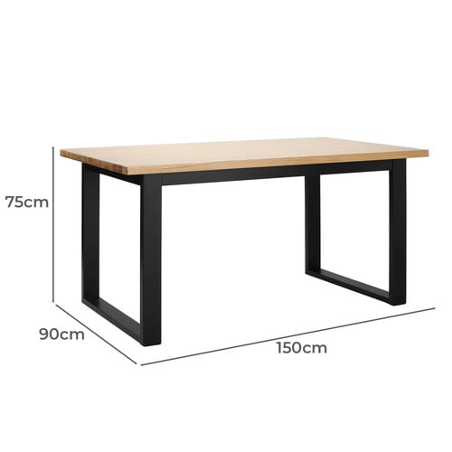 Black Ski-Leg Oak Wood Dining Table