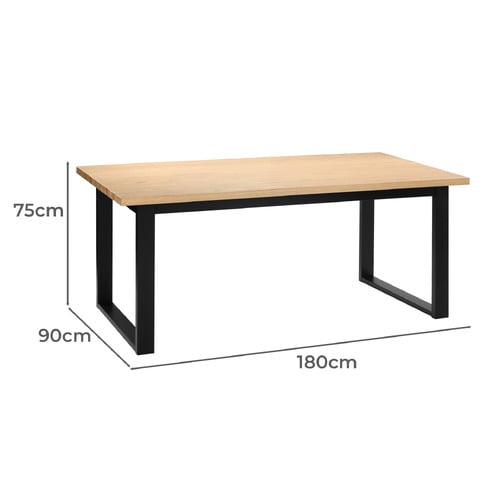 Black Ski-Leg Oak Wood Dining Table