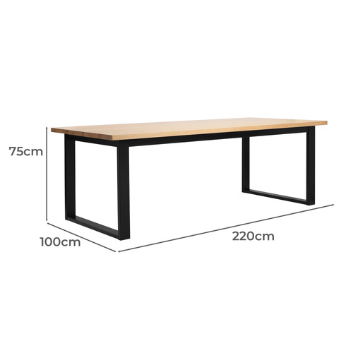 Black Ski-Leg Oak Wood Dining Table