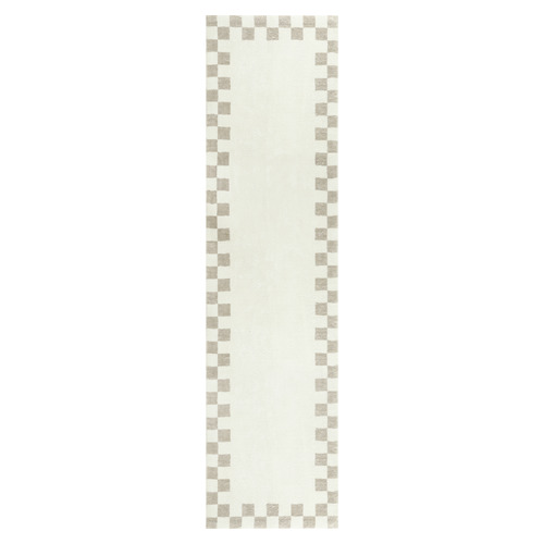 Beige Check Reign Machine Washable Rug