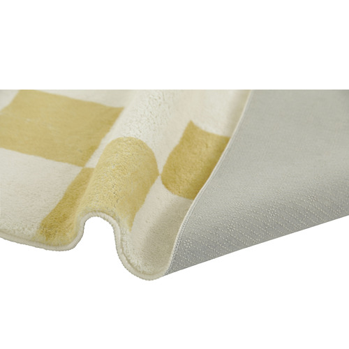 Yellow Check Reign Machine Washable Rug