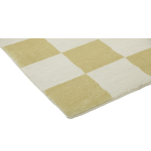 Yellow Check Reign Machine Washable Rug