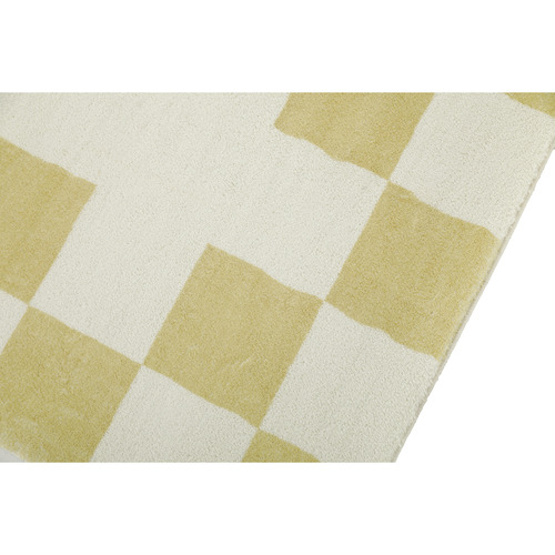 Yellow Check Reign Machine Washable Rug