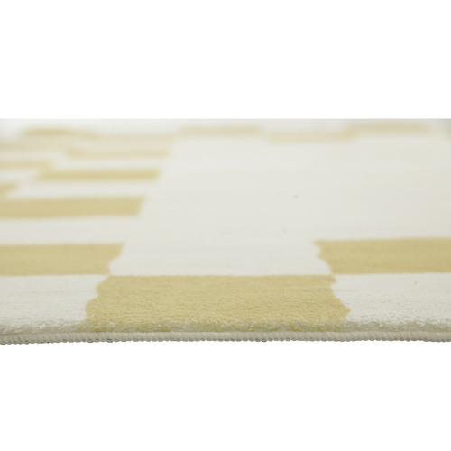 Yellow Check Reign Machine Washable Rug