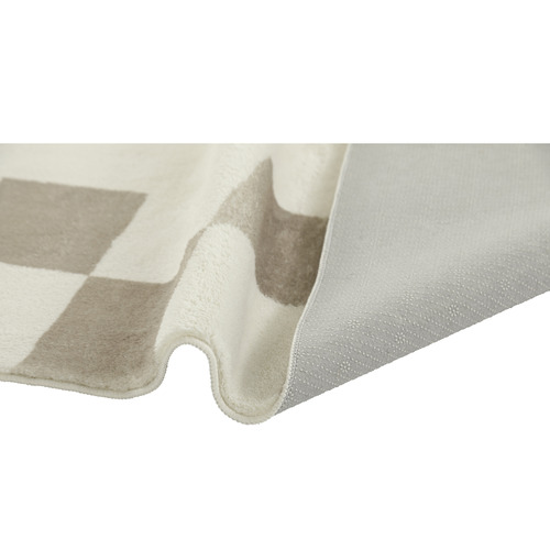 Beige Check Reign Machine Washable Rug