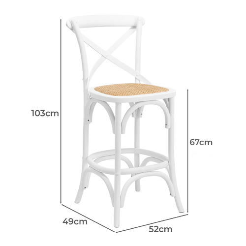 65cm Bella Cross Back Solid Birch Wood Bar Stool