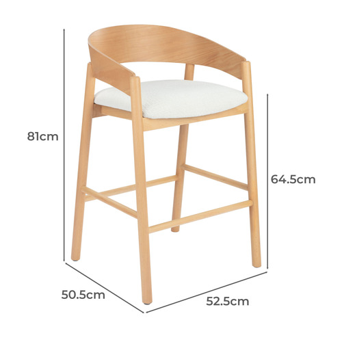 64.5cm Mattia Curved Back Solid Bar Stool