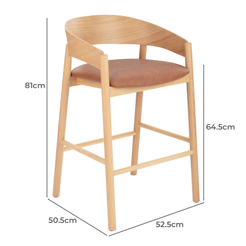 64.5cm Mattia Curved Back Solid Bar Stool