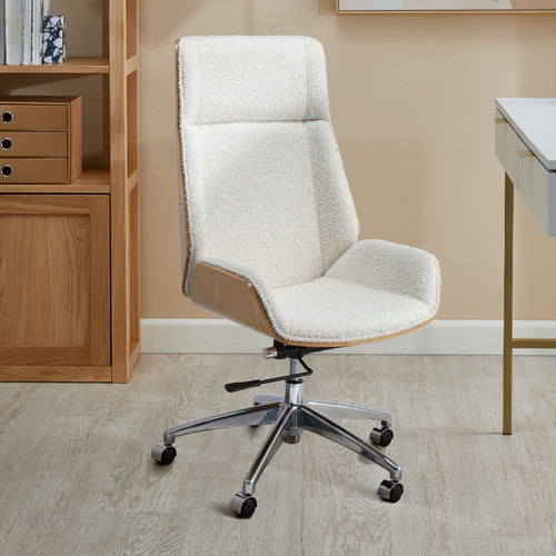 Temple Webster Bentwood High Back Executive Boucle Office Chair - Main Image