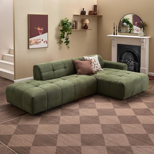 Quinn 4 Seater Upholstered Sofa with Open-End Chaise