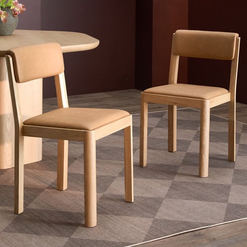 Alex Faux Leather & Oak Wood Dining Chairs