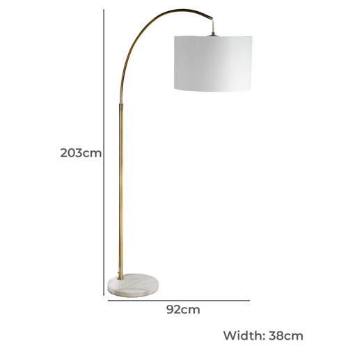201cm Lorah Arc Marble Floor Lamp