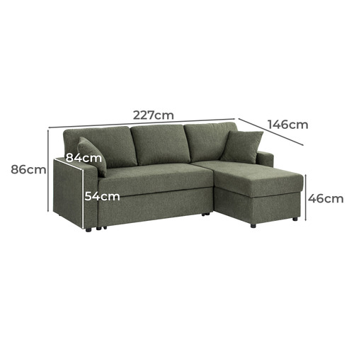 Darcy 3 Seater Sofa Bed with Reversible Chaise