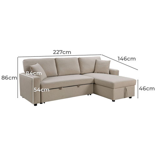 Darcy 3 Seater Sofa Bed with Reversible Chaise