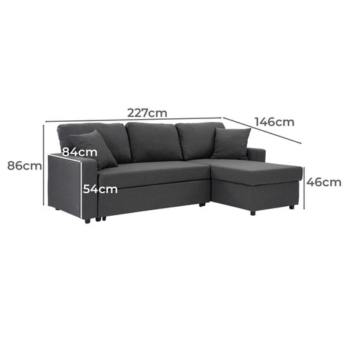 Darcy 3 Seater Sofa Bed with Reversible Chaise