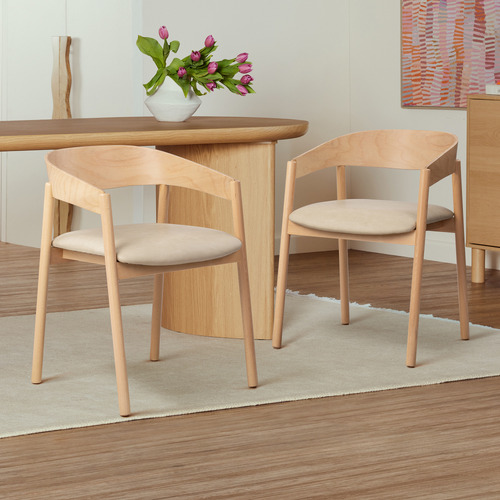 Mattia Curved Back Beech Wood Dining Chair - Elegant & Durable