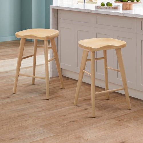 Temple Webster 63cm Sella Beech Wood Bar Stool