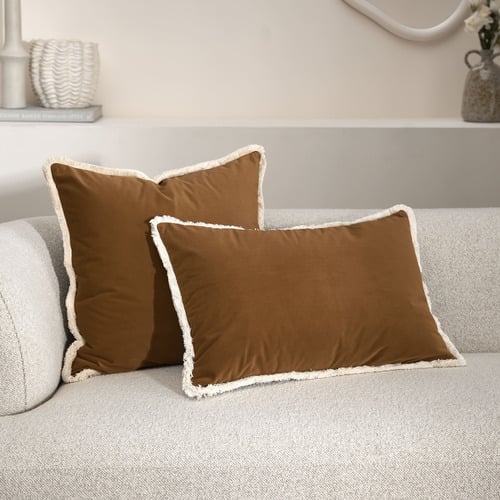 Orlena Fringed Rectangular Velvet Cushion