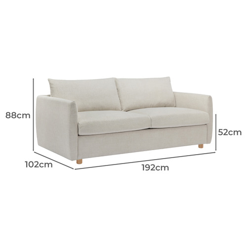 Henry 3 Seater Queen Chenille Sofa Bed