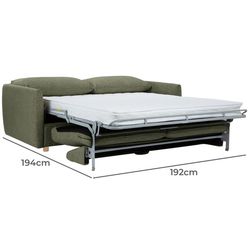 Henry 3 Seater Queen Chenille Sofa Bed