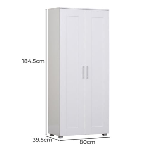 White Meecan Double Door Tall Cupboard