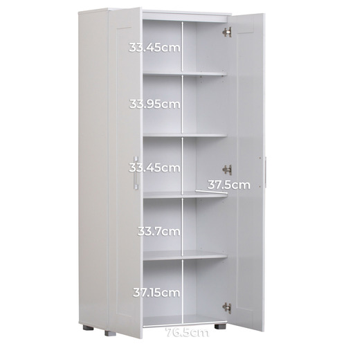 White Meecan Double Door Tall Cupboard