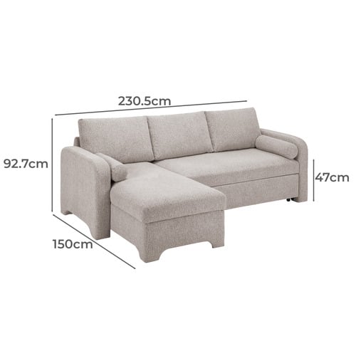 Frida 4 Seater Queen Sofa Bed with Reversible Chaise