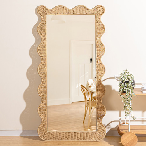 Lucia Wavy PE Rattan Full Length Mirror