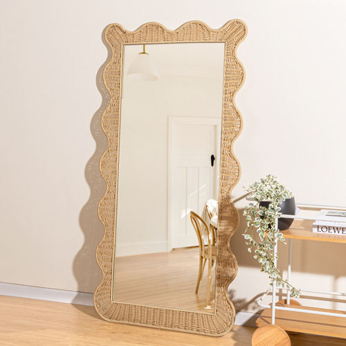 Lucia Wavy PE Rattan Full Length Mirror
