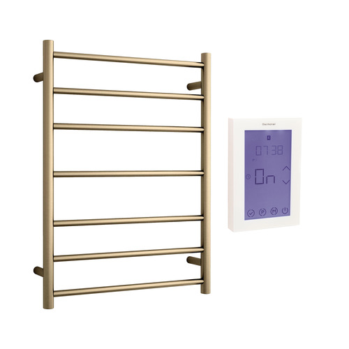 Winter Warmer Brushed Brass Heated Towel Rail Package