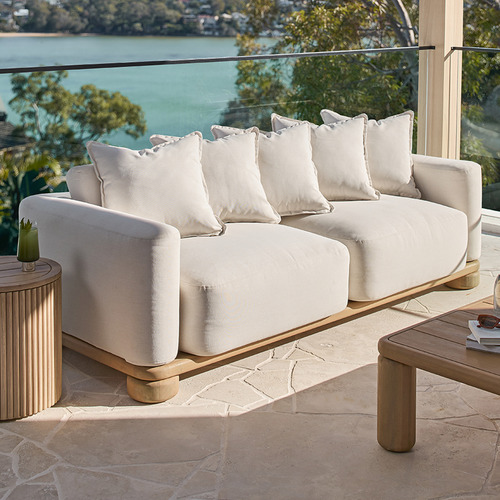 3 Seater White Piper Upholstered Outdoor Sofa