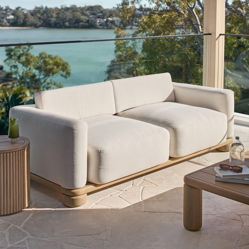 3 Seater White Piper Upholstered Outdoor Sofa