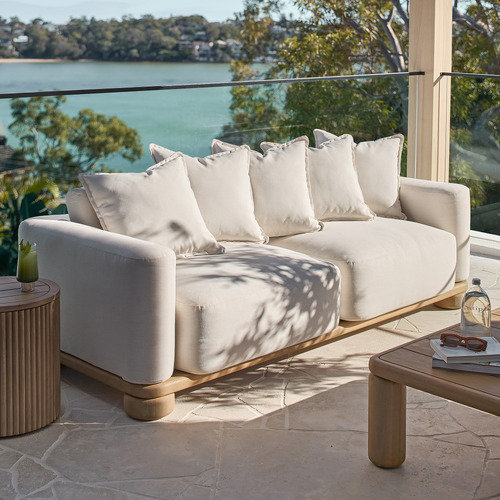 3 Seater White Piper Upholstered Outdoor Sofa