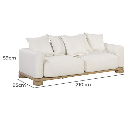 3 Seater White Piper Upholstered Outdoor Sofa