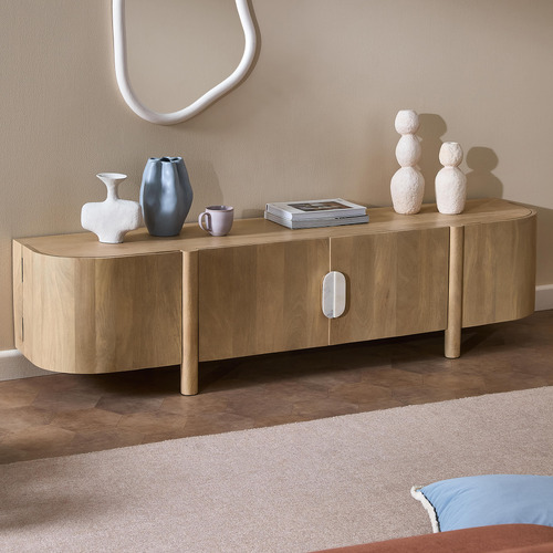 Laila Mango Wood & Marble TV Unit