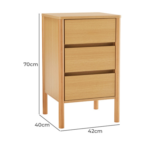 Jimmy 3 Drawer Bedside Table