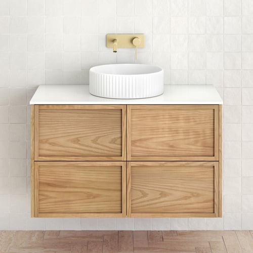 Cali 900mm Light Timber Wall Hung Single Vanity
