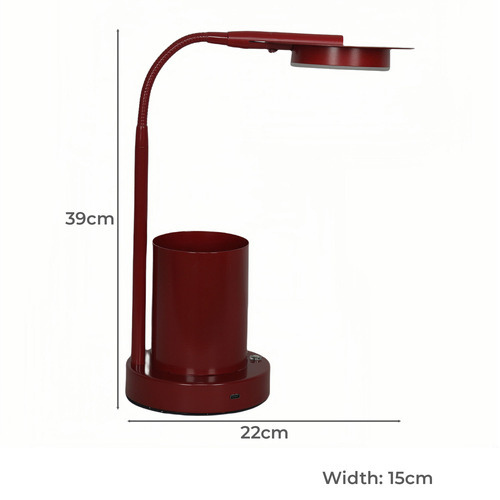 39cm Merlot Carson Desk Lamp with Storage