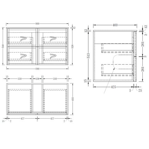 Cali 900mm Light Timber Wall Hung Single Vanity