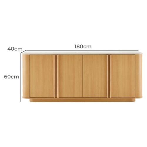 Talia 4 Door Travertine-Look Sideboard