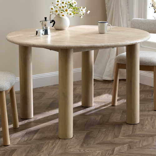 Asha Mango Wood & Travertine Dining Table