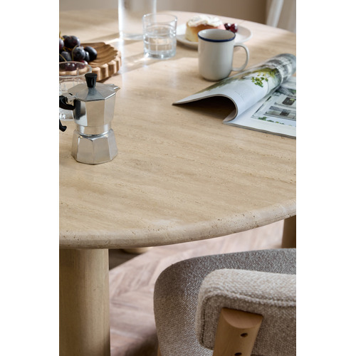 Asha Mango Wood & Travertine Dining Table