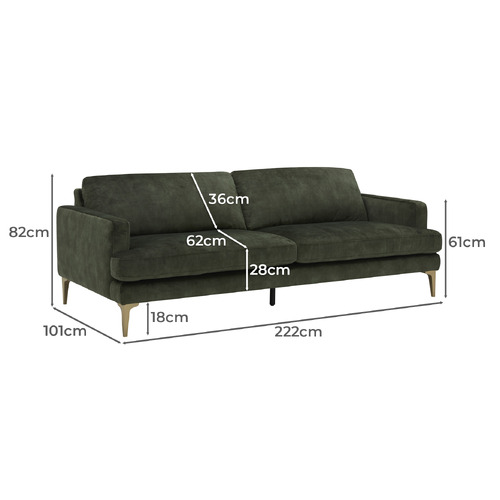 Darya 3 Seater Velvet Sofa