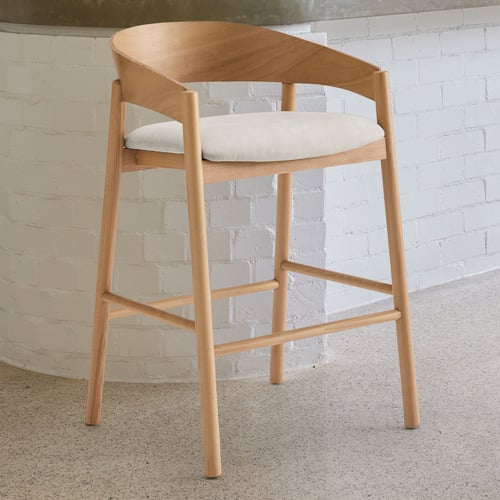 64.5cm Mattia Curved Back Solid Bar Stool