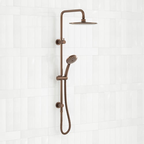 Bronze Clovelly Square Gooseneck Twin Shower