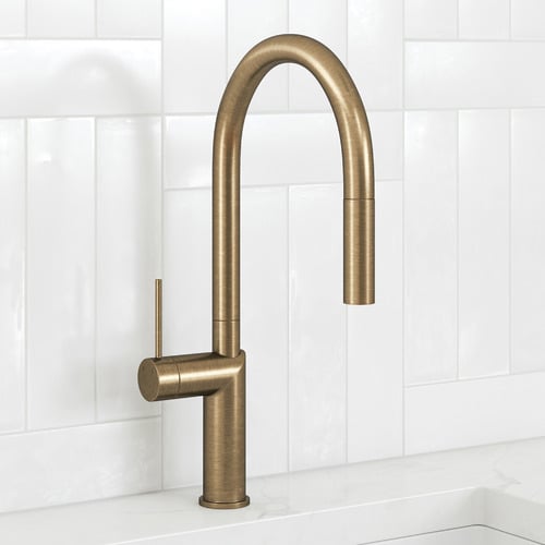 Antique Brass Clovelly Gooseneck Pull-Out Kitchen Sink Mixer