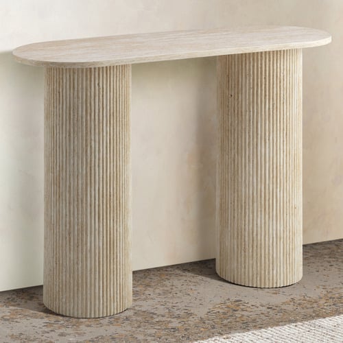Tilly Travertine-Look Console Table