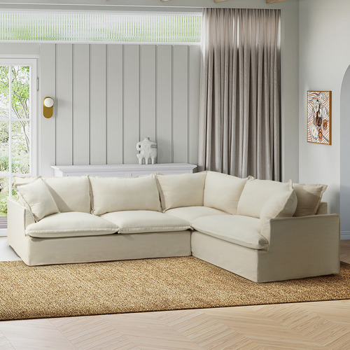 Softy 5 Seater Queen Slipcover Corner Sofa Bed